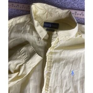 Polo Ralph Lauren Solid Yellow Button Down Shirt Mens XL‎ Blue Pony Classic Prep